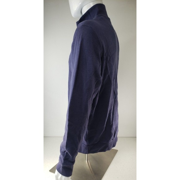 U.S. Polo Assn Mens Quarter Zip Flat Back Rib Pullover Navy Blue Size L - Picture 6 of 16